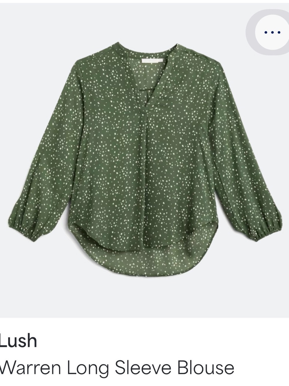 Lush Olive Green V-Neck Dot Blouse